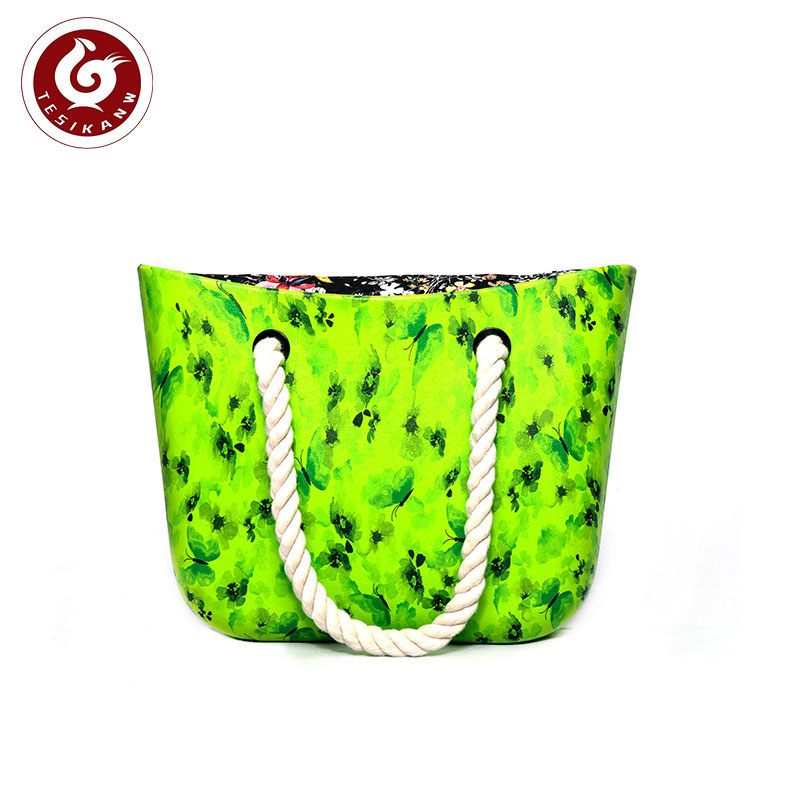 OEM ODM Europe Italy EVA Color Printing Rope Handle Beach Handbags green