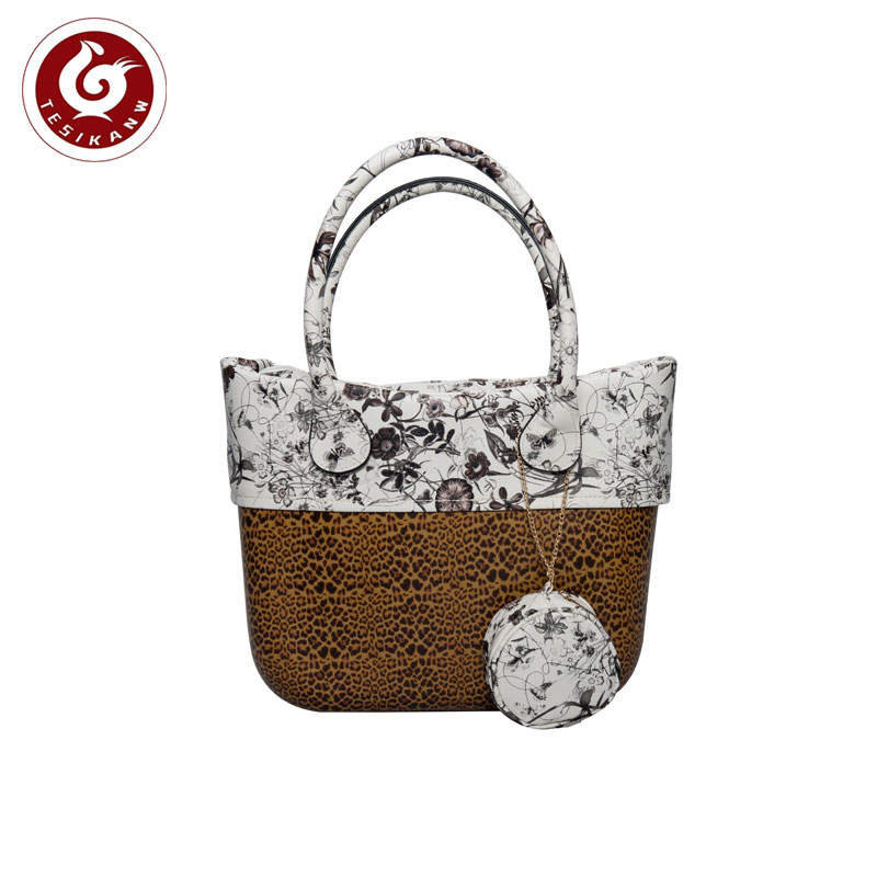 OEM ODM Europe Italy Hot Selling Molded In One body EVA Jelly Bag With Trim Leopard print